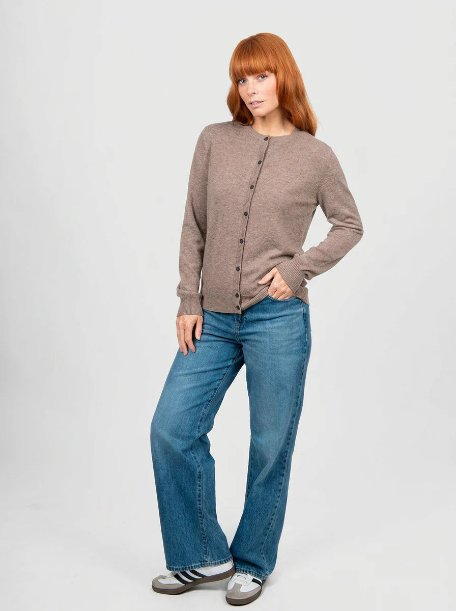 Bridge & Lord - Kate Crew Neck Cardigan ‘Cobblestone’