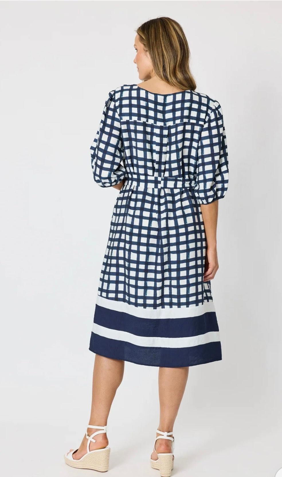 Threadz - Monaco Grid Dress ‘Navy/White’