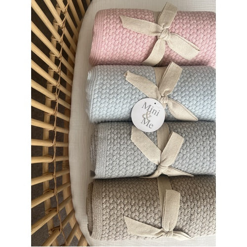 Mini & Me - Herringbone Blanket ‘Sky Blue Melange’