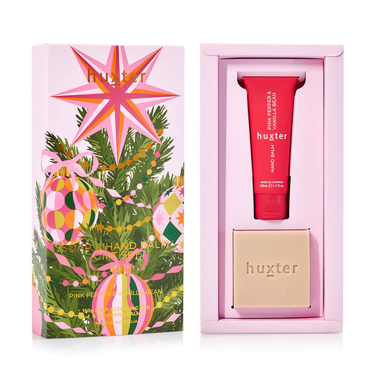 Huxter - Soap & Hand Balm Gift Set ‘Pink Pepper & Vanilla Bean’
