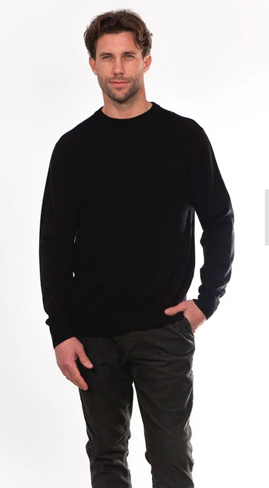 Bridge & Lord - Men’s Crew Neck Pullover (Merino Wool/Cashmere) ‘Black’