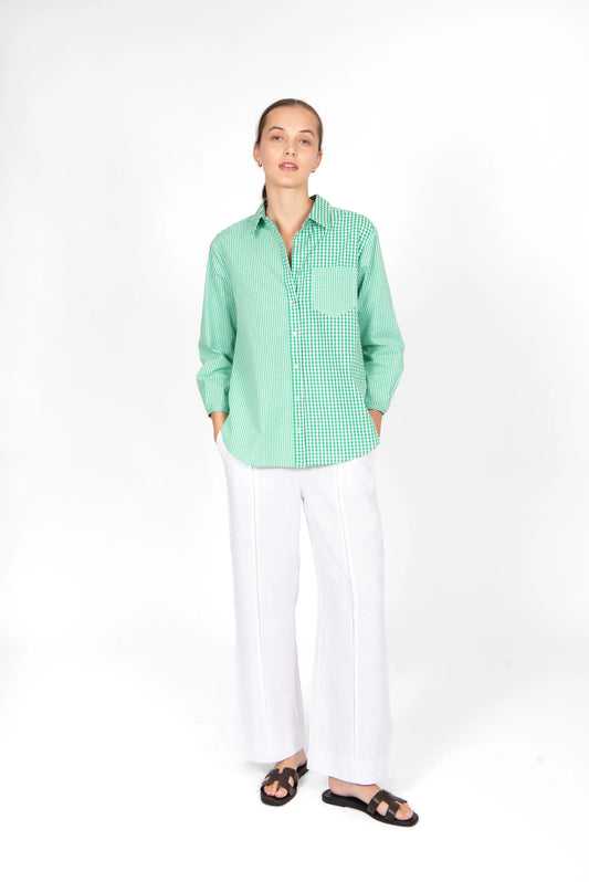 Bridge & Lord - Spliced Gingham Check Shirt ‘Green’