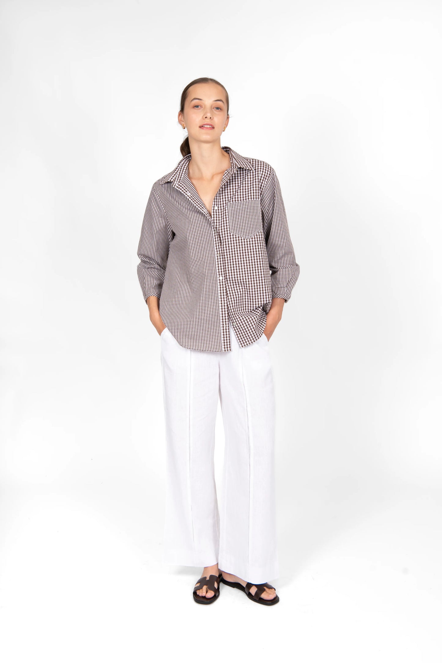 Bridge & Lord - Spliced Gingham Check Shirt ‘Chocolate’