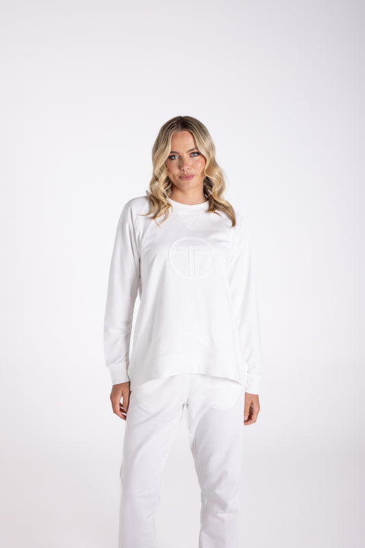 Two T’s - Sweater with Raw Logo ‘White’