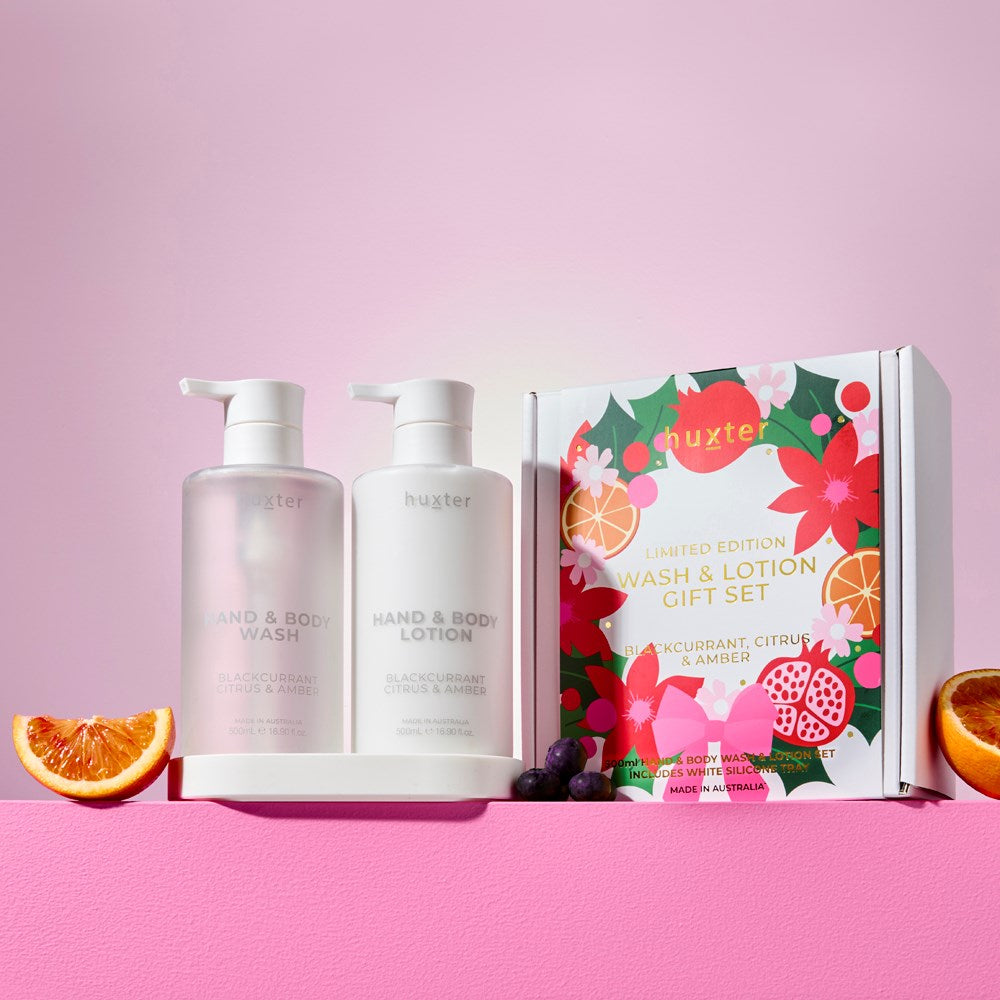 Huxter - Wash & Lotion + Silicone Tray Gift Set ‘Blackcurrant, Citrus & Amber’