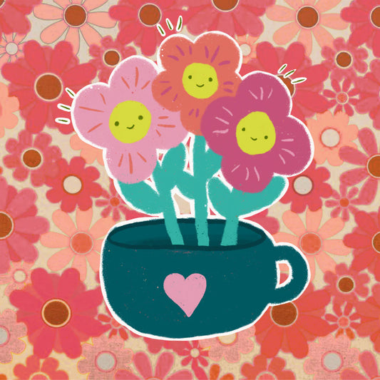 Rondelle Designs - Square Greeting Card Happy Flowers