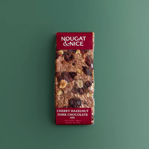 Nougat & Nice - Cherry Hazelnut and Dark Chocolate Block 150g