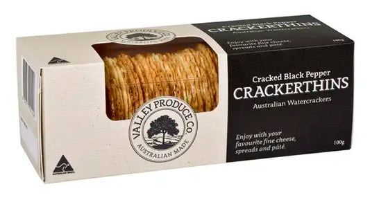 Valley Produce Company - Crackerthins Cracked Black Pepper 100g