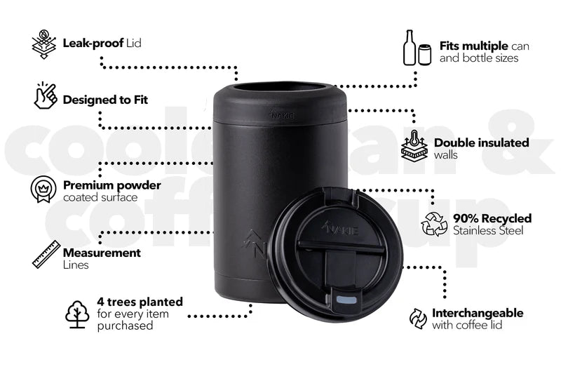 Nakie - Cooler & Coffee Cup ‘Midnight Black’