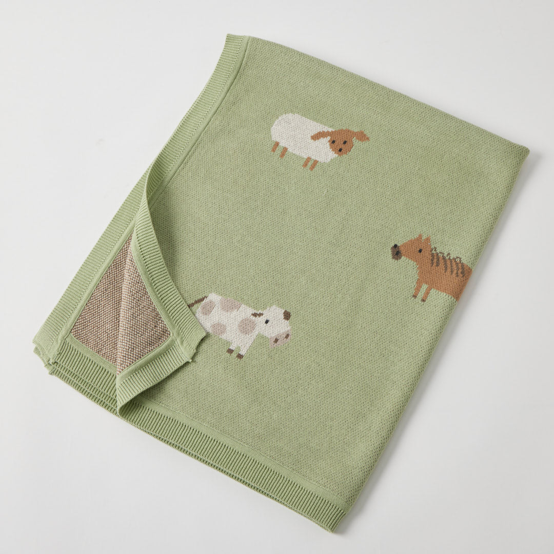 Pilbeam Living - Barnyard Buddies Knitted Baby Blanket