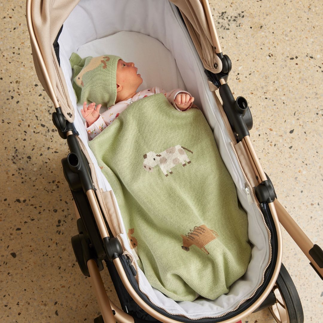 Pilbeam Living - Barnyard Buddies Knitted Baby Blanket