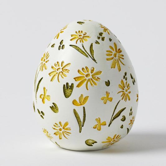 Pilbeam Living - Floral Egg Sculpture ‘Yellow’