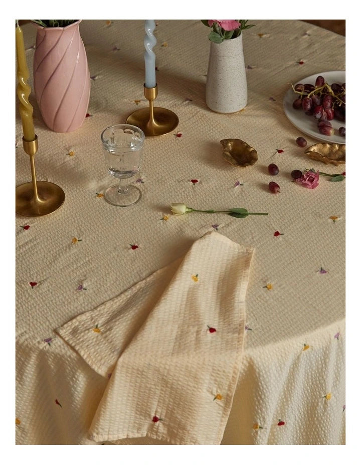 Mosey Me - Forget Me Not Embroidered Tablecloth