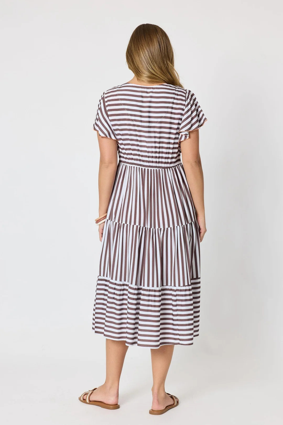 Threadz - Kalahari Stripe Dress ‘Coffee/White’