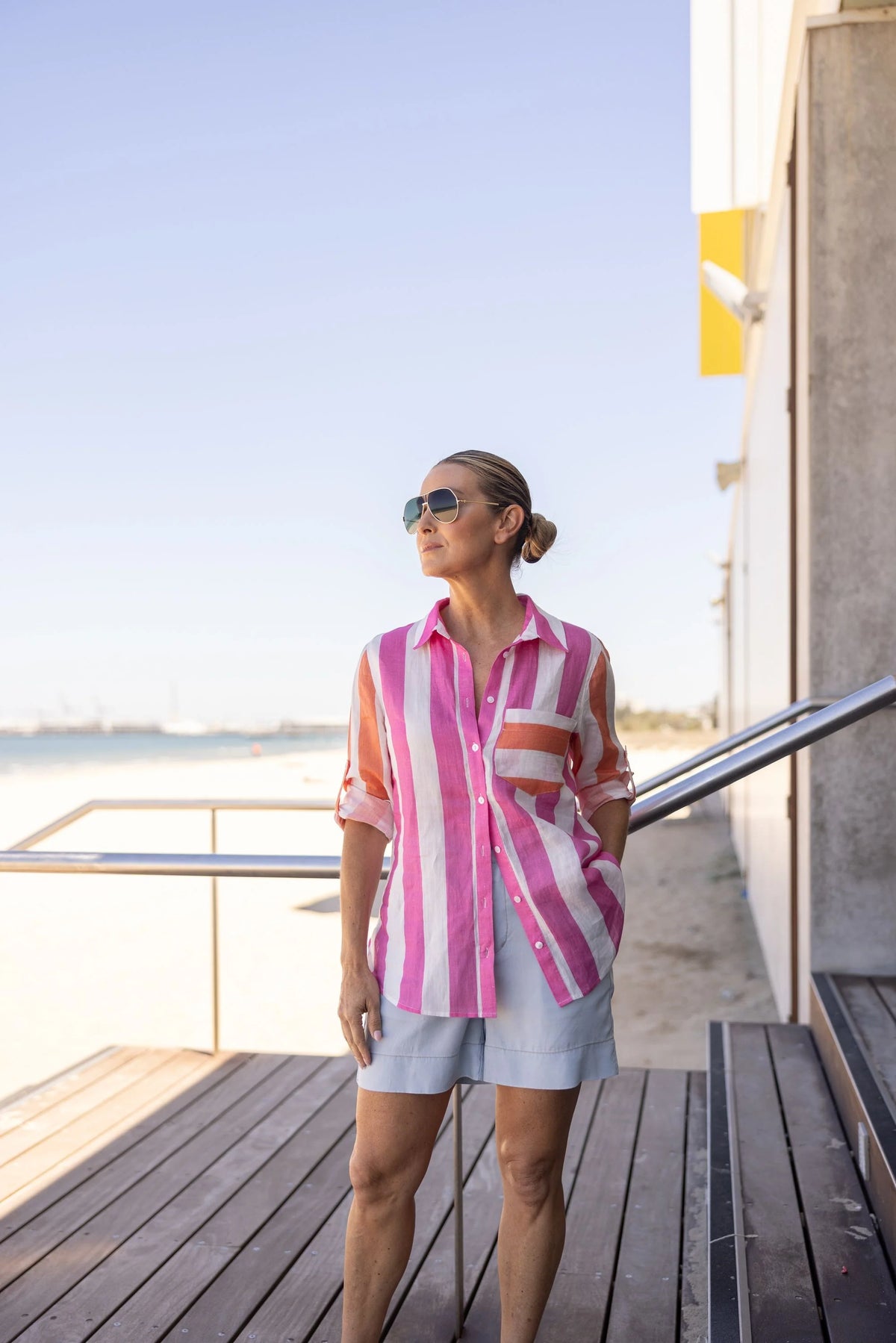 Two T’s - Candy Stripe Oversized Shirt ‘Pink/Orange’