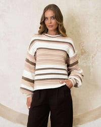 Ebby and I - Beige Multi Stripe Knit Jumper