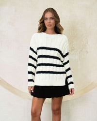 Ebby and I - Viola Stripe Knit ‘Cream/Black Stripe’