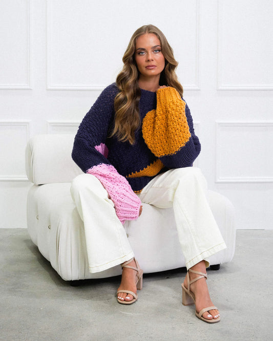 Ebby and I - Desiree Blue Multi Knit Sweater