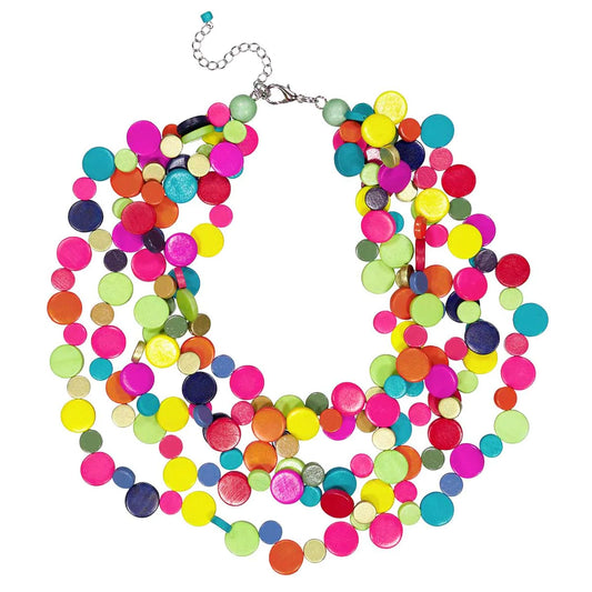 Ruby Olive - Smartie Multi Strand Wood Necklace
