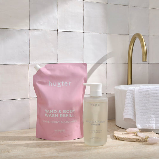Huxter - Hand & Body Wash Refill Pouch 1Ltr Pink ‘Peony & Cashmere’