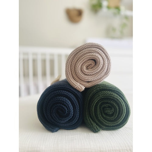 Mini & Me - Cable Knit Blanket ‘Forest Green’