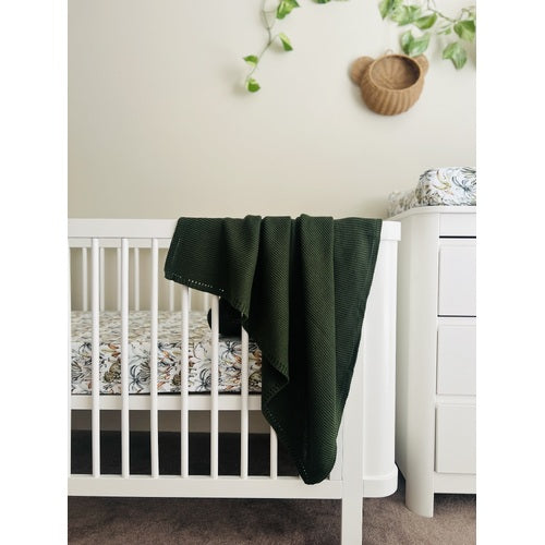 Mini & Me - Cable Knit Blanket ‘Forest Green’