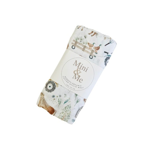 Mini & Me - Bamboo Muslin Wrap ‘Farm Life’