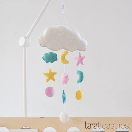 Tara Treasures - Sweet Dreams Pastel Cloud Felt Nursery Mobile