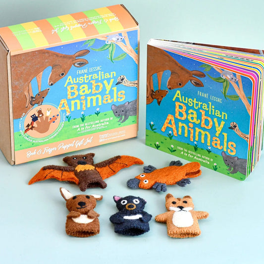 Tara Treasures - Australian Baby Animals Book & Finger Puppet Set