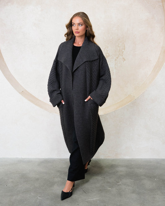 Ebby and I - Gatsby Charcoal Long Cardigan